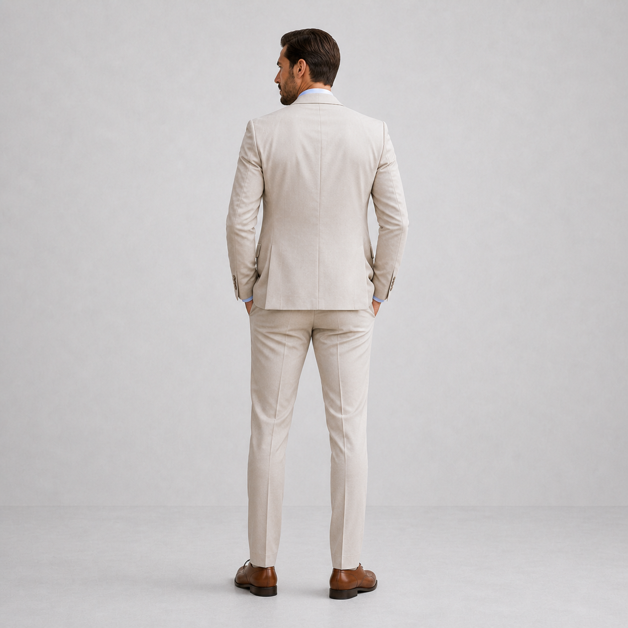 Linen Three Piece Suit with Waistcoat for Men