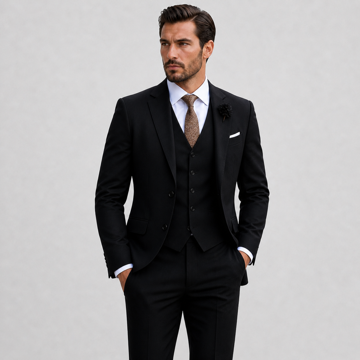 Linen Three Piece Suit with Waistcoat for Men