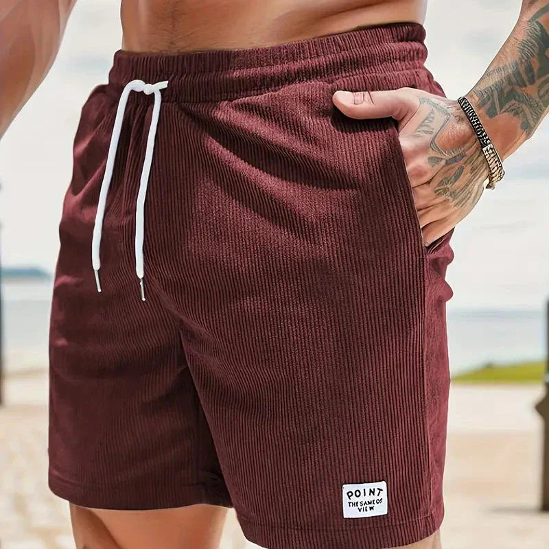 Ribbed Drawstring Casual Shorts for Men
