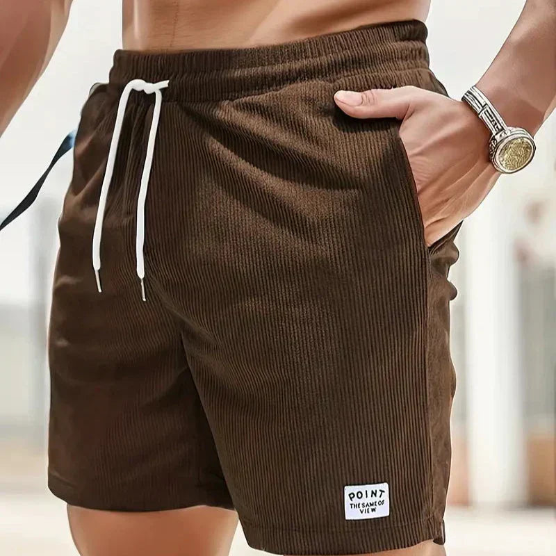 Ribbed Drawstring Casual Shorts for Men