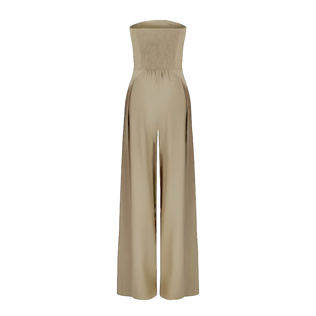 Strapless Wide Leg Jumpsuit with Pockets for Women