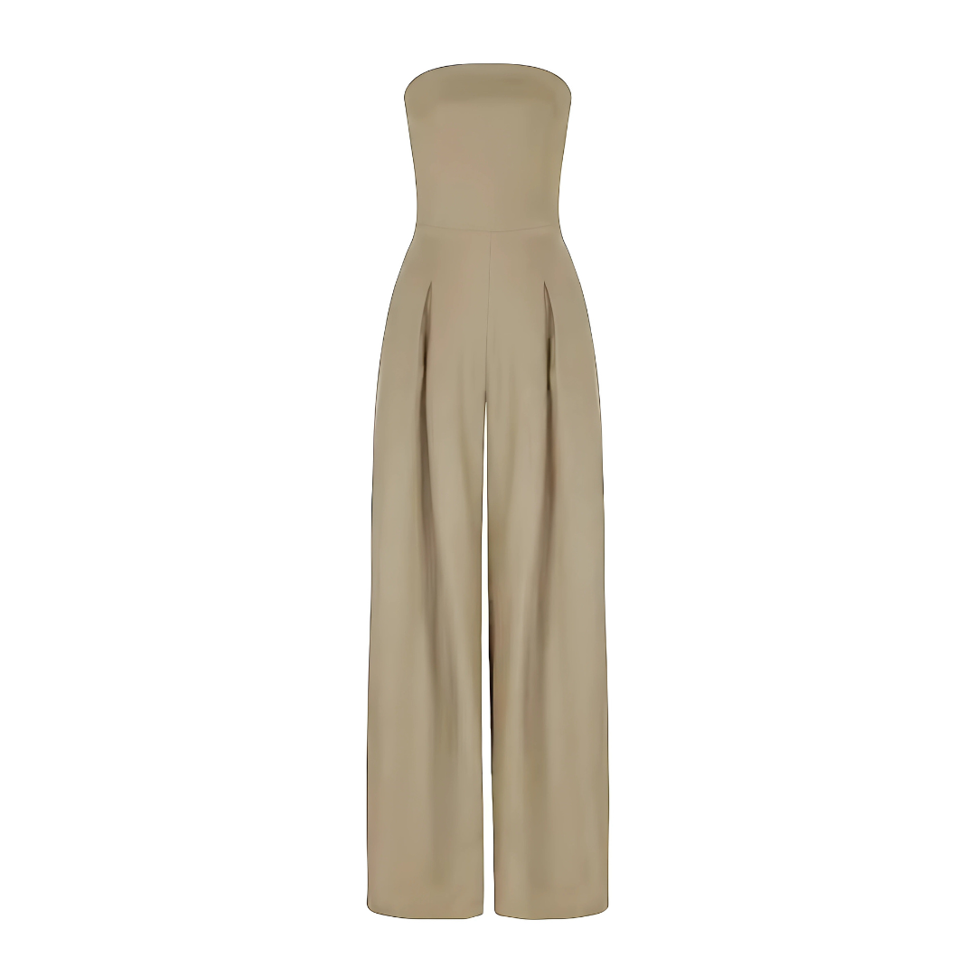 Strapless Wide Leg Jumpsuit with Pockets for Women