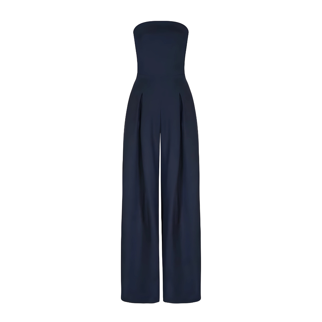 Strapless Wide Leg Jumpsuit with Pockets for Women