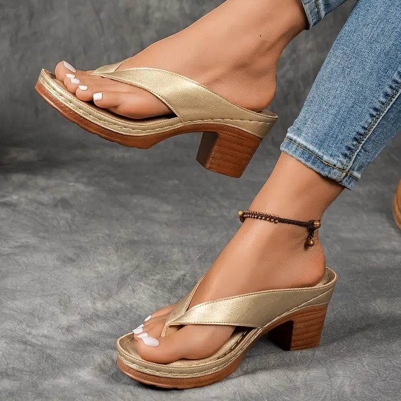 Block Heel Platform Summer Sandals for Women