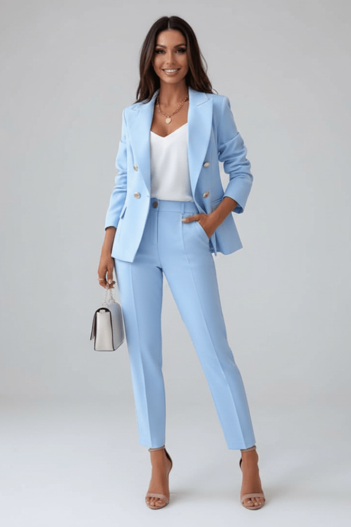 Double-Breasted Blazer Suit Set for Women