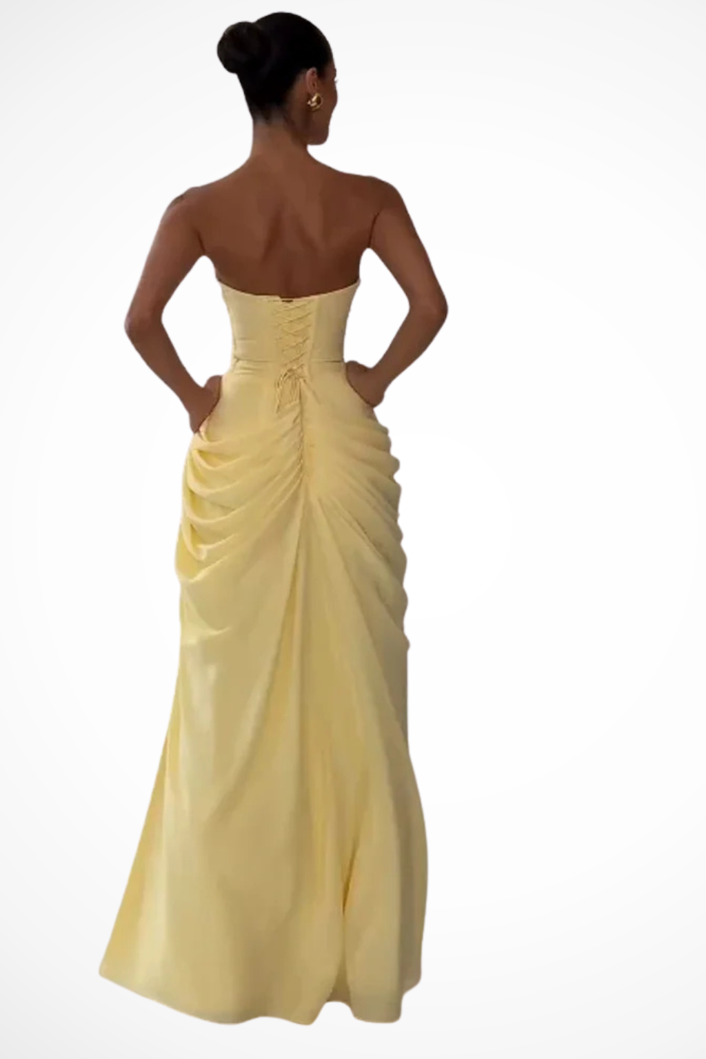 Strapless Maxi Dress with Ruched Hip Detail for Women
