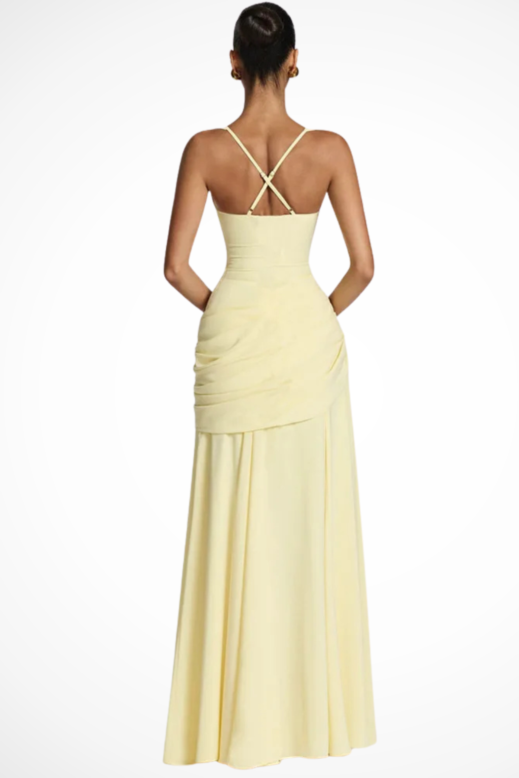 Maxi Dress with Square Neck and Ruched Waist for Women
