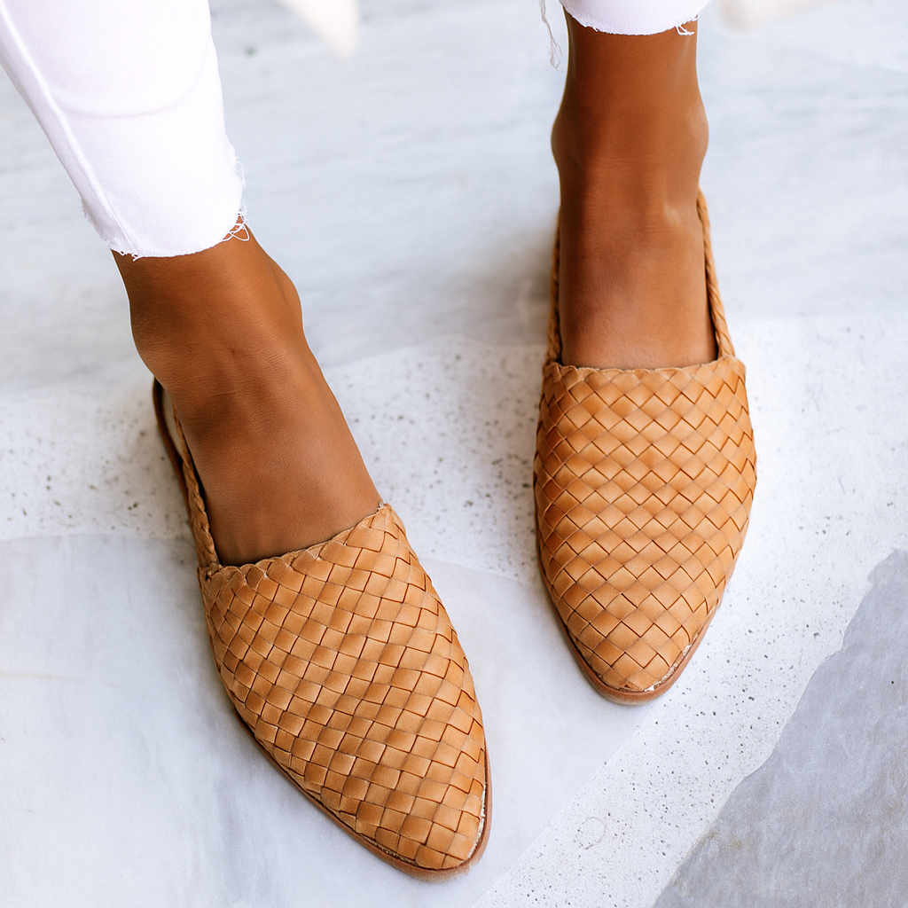 Woven Pointed Toe Sandals with Slingback for Women