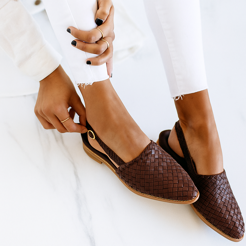 Woven Pointed Toe Sandals with Slingback for Women
