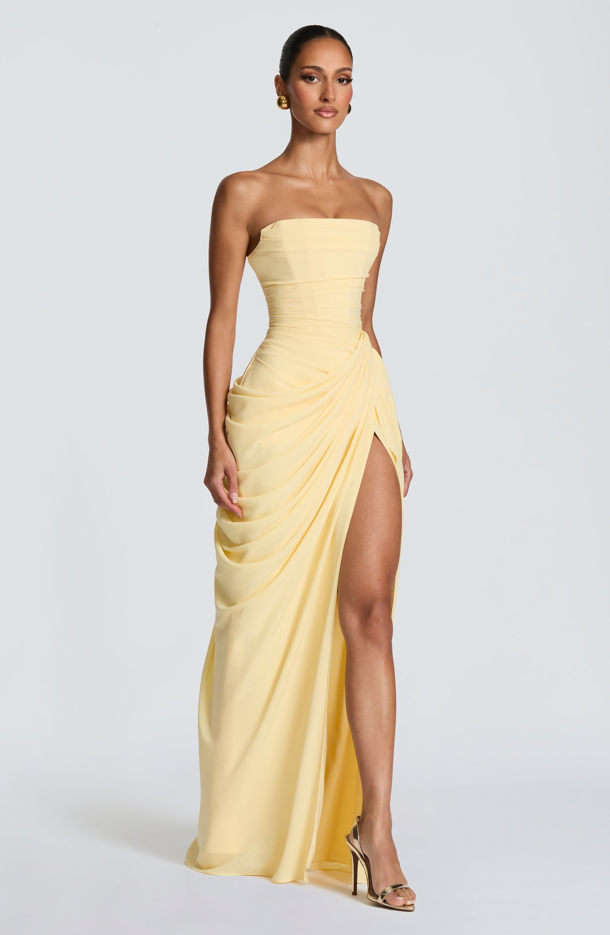 Strapless Maxi Dress with Ruched Detail for Women
