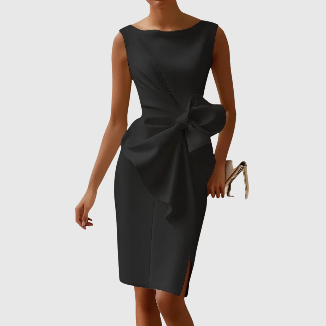 Sleeveless Midi Dress with Asymmetric Tie Waist for Women