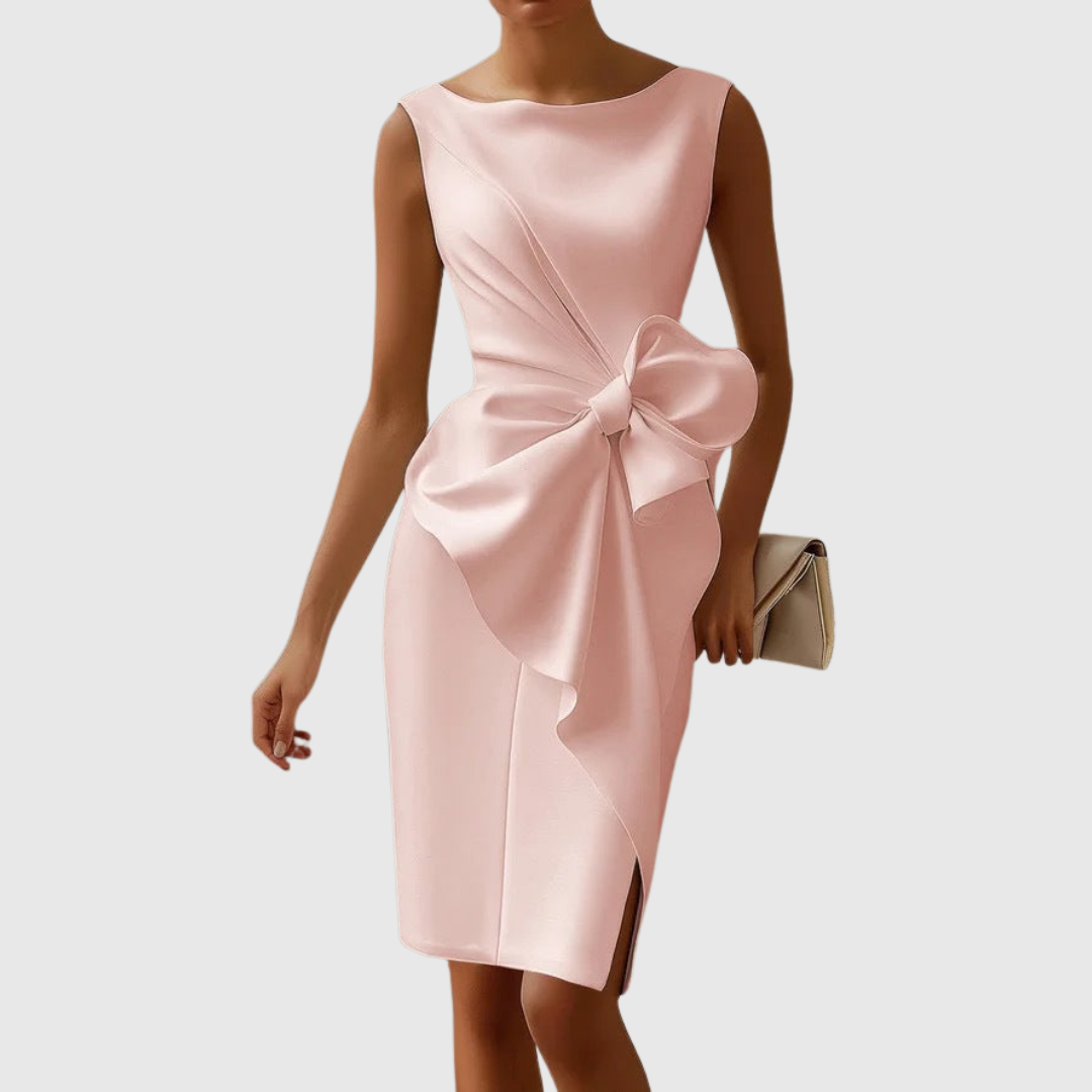 Sleeveless Midi Dress with Asymmetric Tie Waist for Women