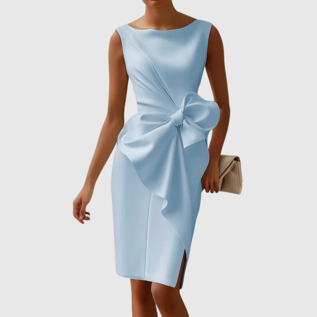 Sleeveless Midi Dress with Asymmetric Tie Waist for Women