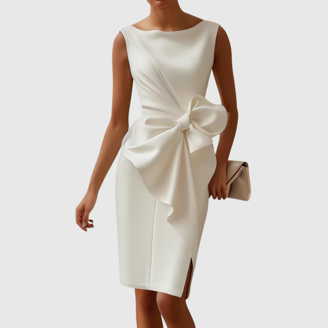 Sleeveless Midi Dress with Asymmetric Tie Waist for Women