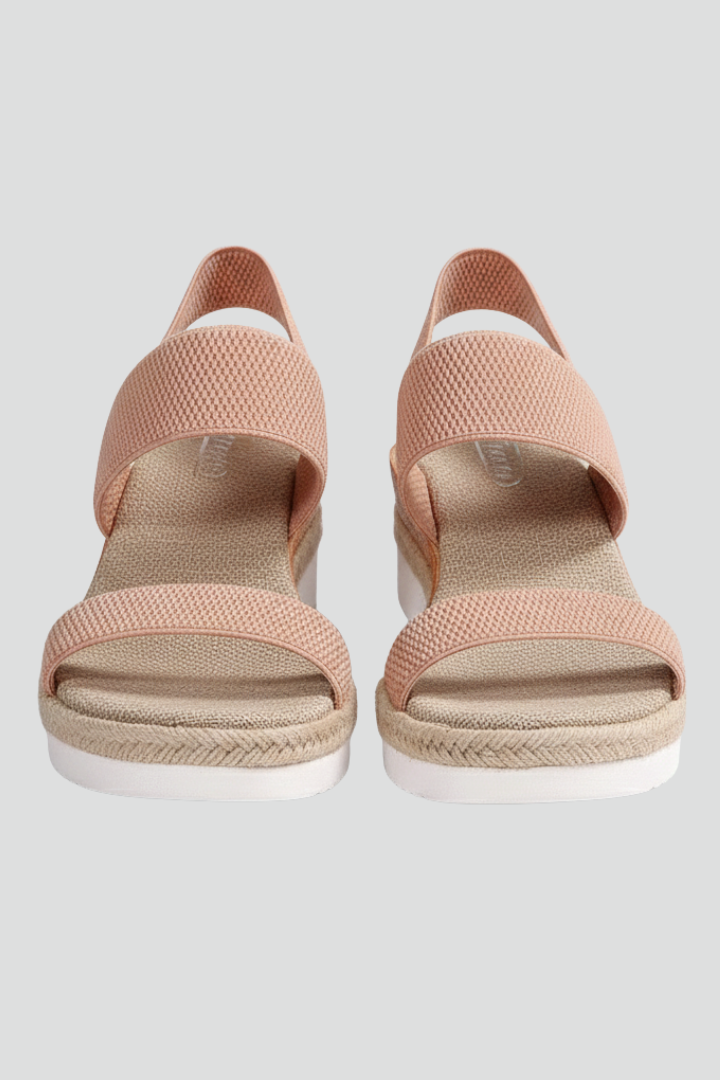 Slingback Wedge Sandals with Ribbed Straps for Women