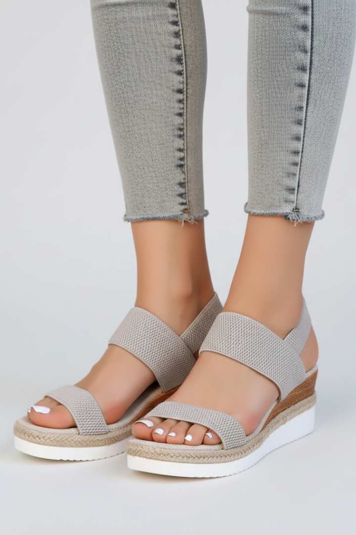 Slingback Wedge Sandals with Ribbed Straps for Women