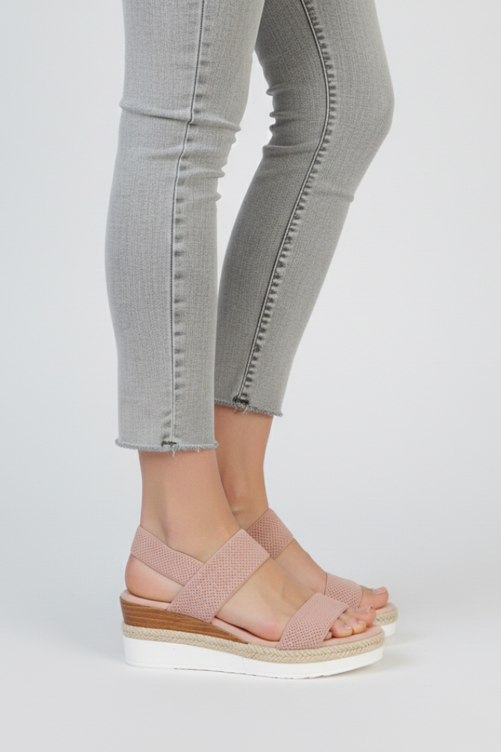 Slingback Wedge Sandals with Ribbed Straps for Women