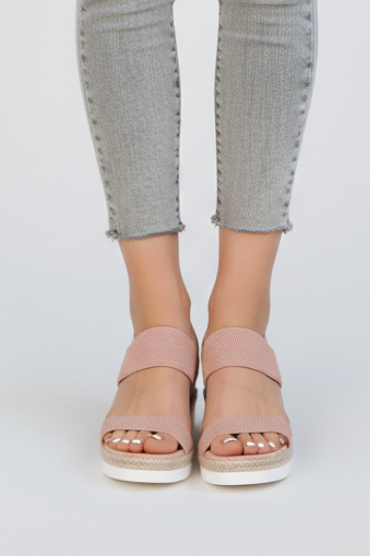 Slingback Wedge Sandals with Ribbed Straps for Women