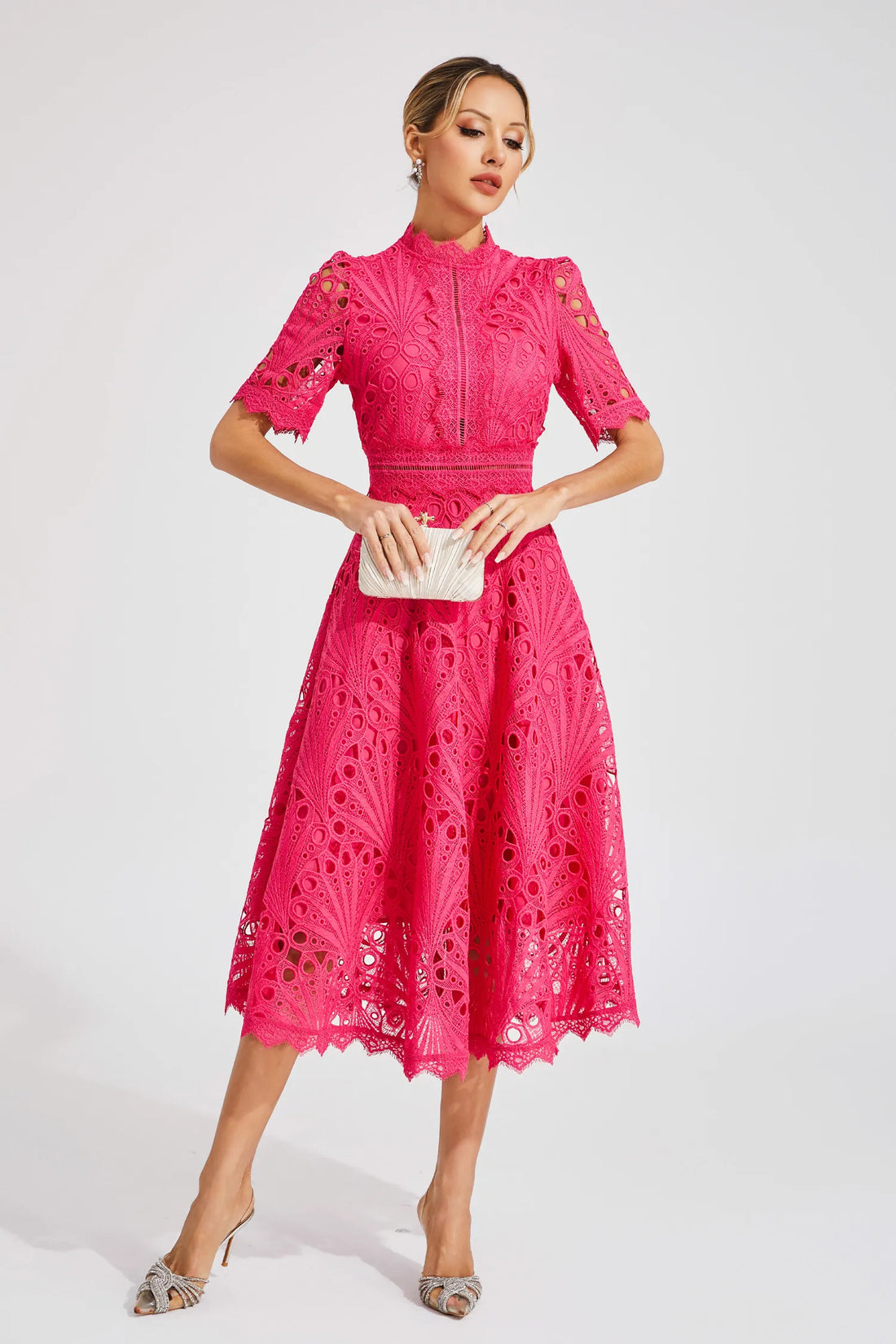 Lace A-Line Midi Dress for Women