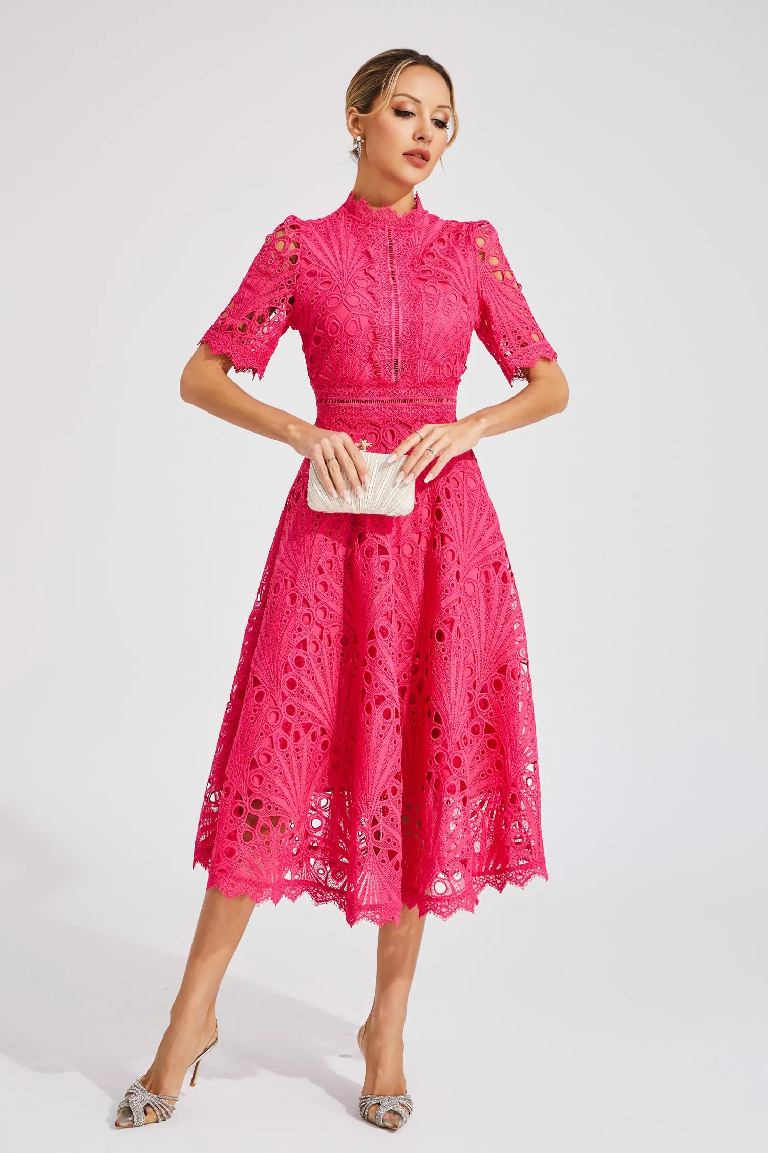 Lace A-Line Midi Dress for Women
