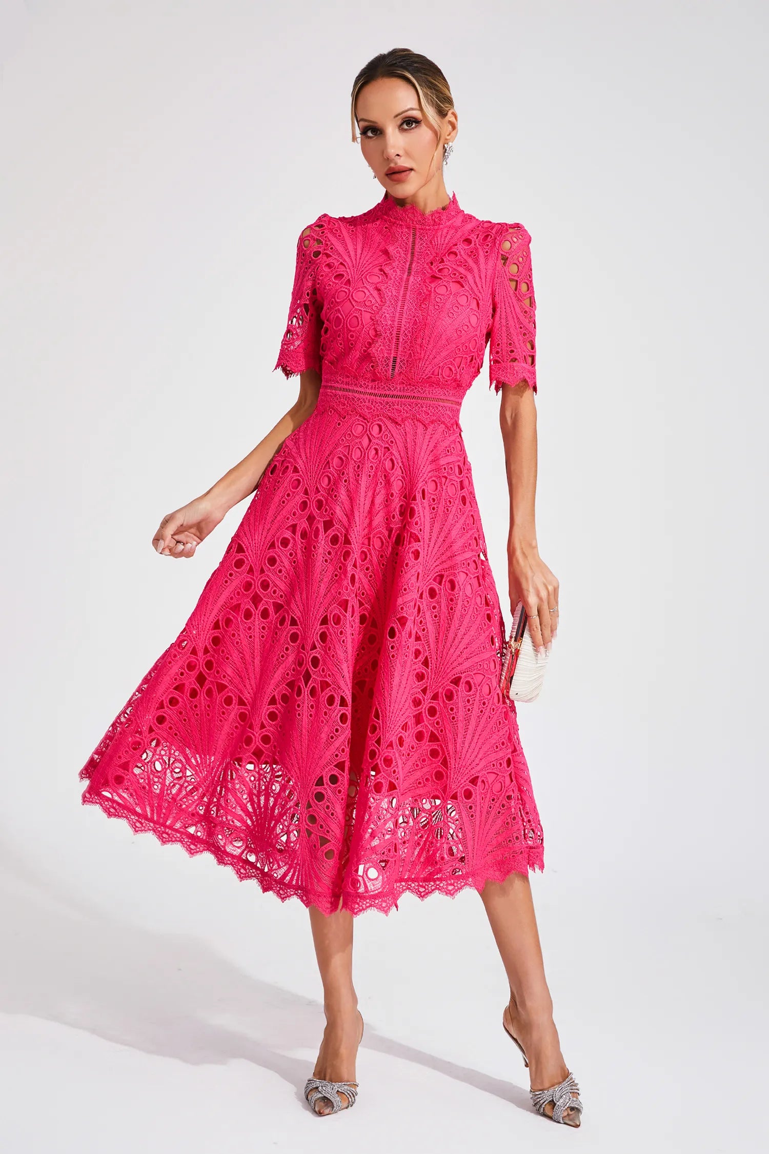 Lace A-Line Midi Dress for Women