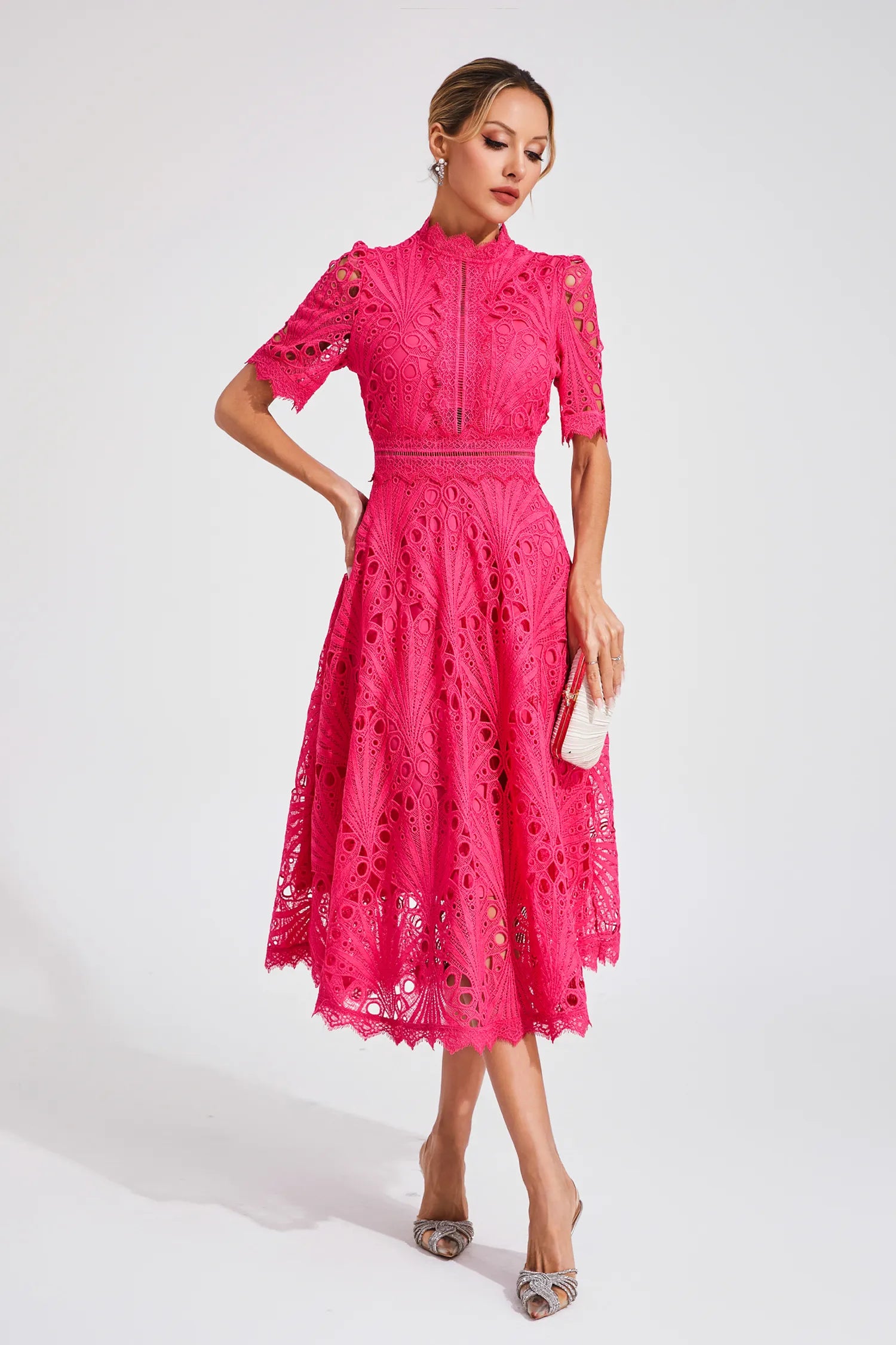 Lace A-Line Midi Dress for Women