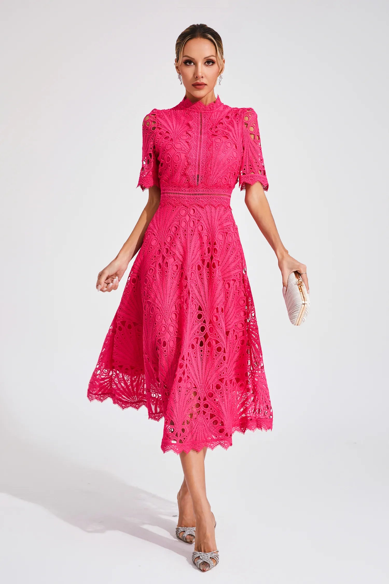 Lace A-Line Midi Dress for Women