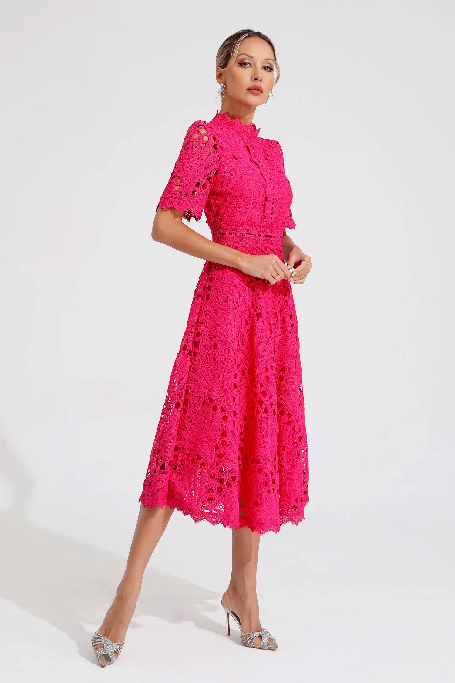 Lace A-Line Midi Dress for Women
