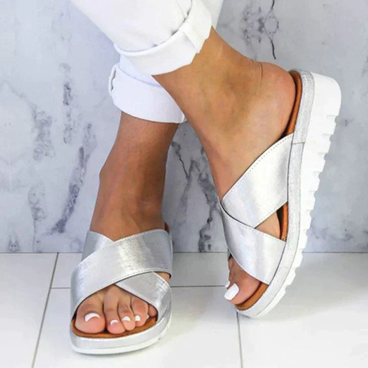 Open Toe Crossover Platform Sandals for Women