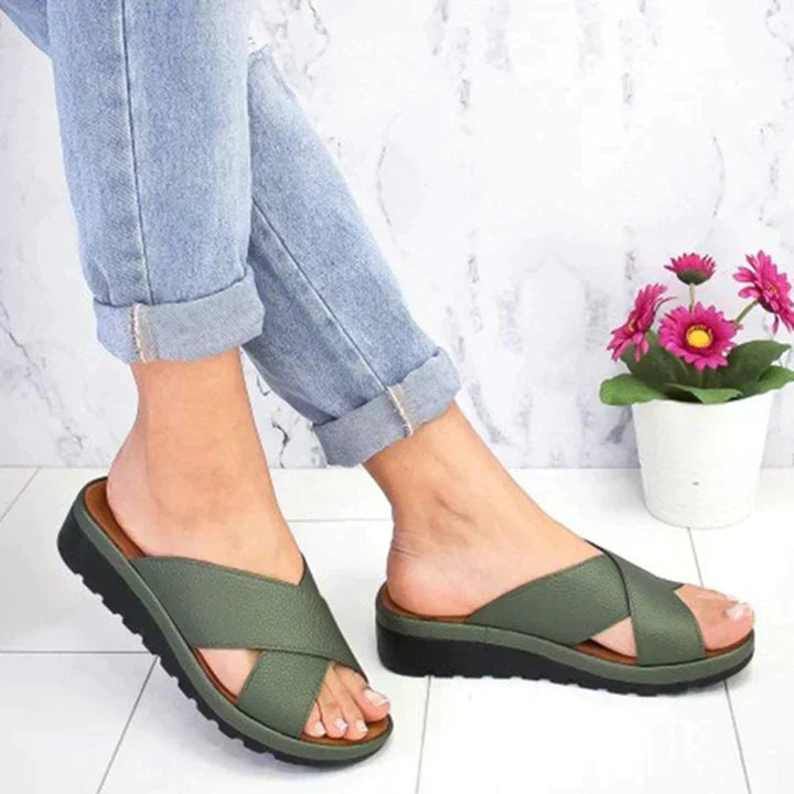 Open Toe Crossover Platform Sandals for Women