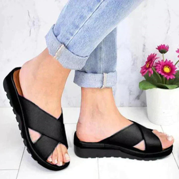 Open Toe Crossover Platform Sandals for Women