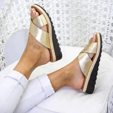 Open Toe Crossover Platform Sandals for Women