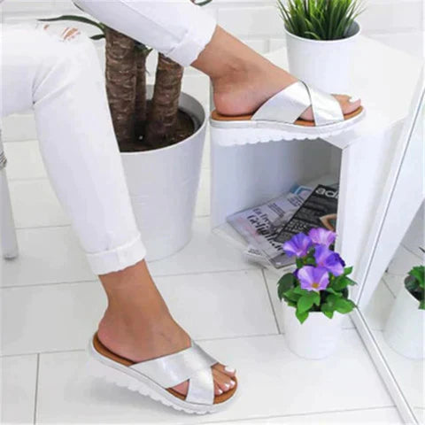 Open Toe Wedge Sandals with Cross Straps for Women