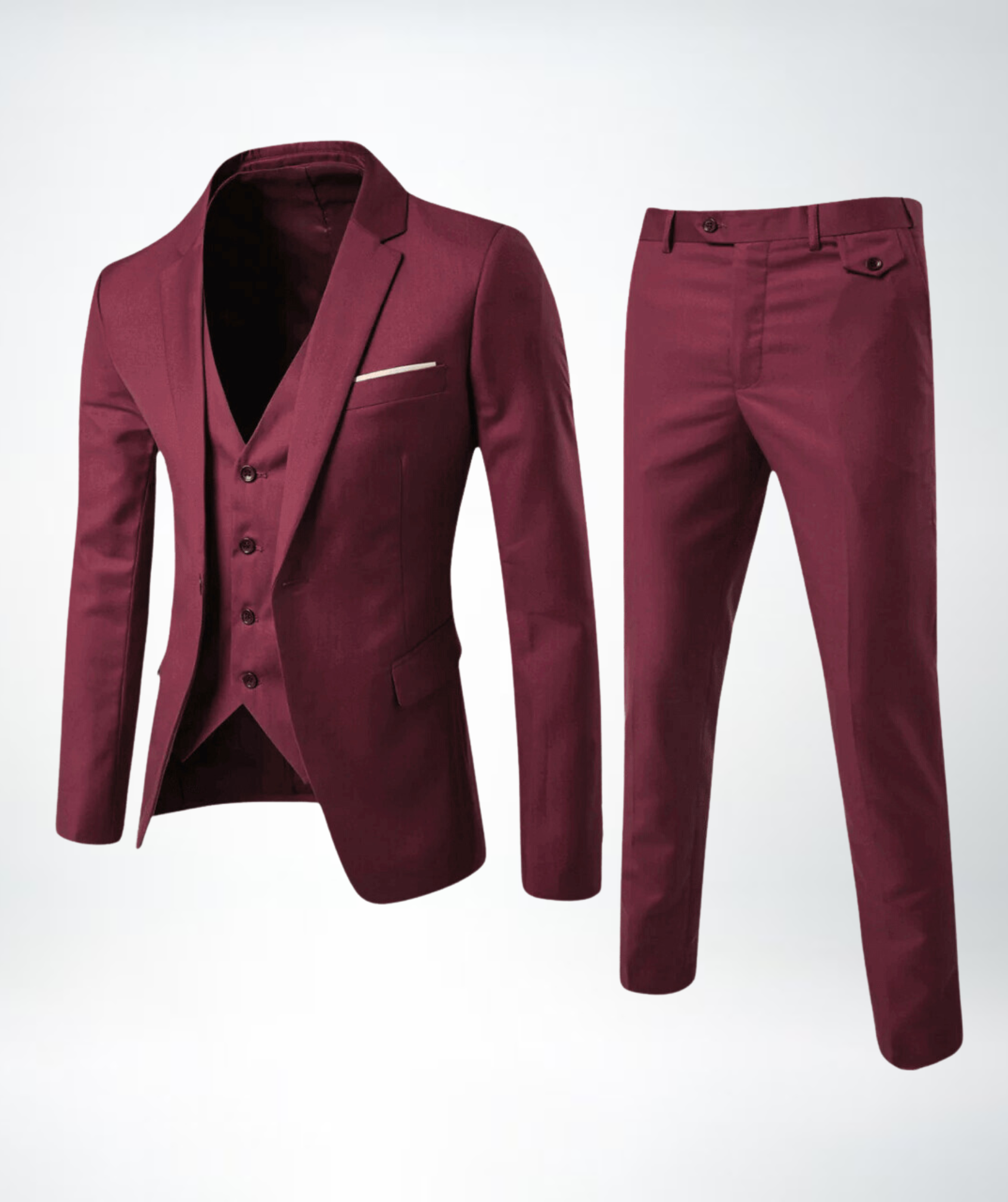 Slim Fit Notch Lapel Three-Piece Suit Set for Men