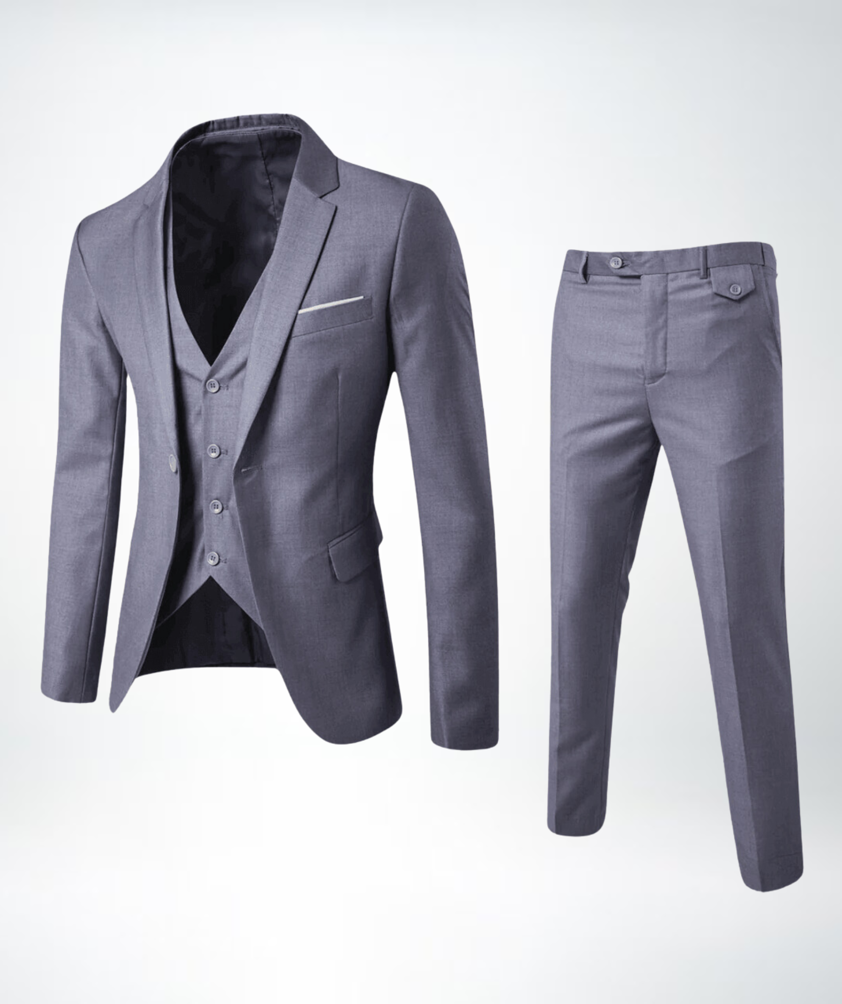 Slim Fit Notch Lapel Three-Piece Suit Set for Men