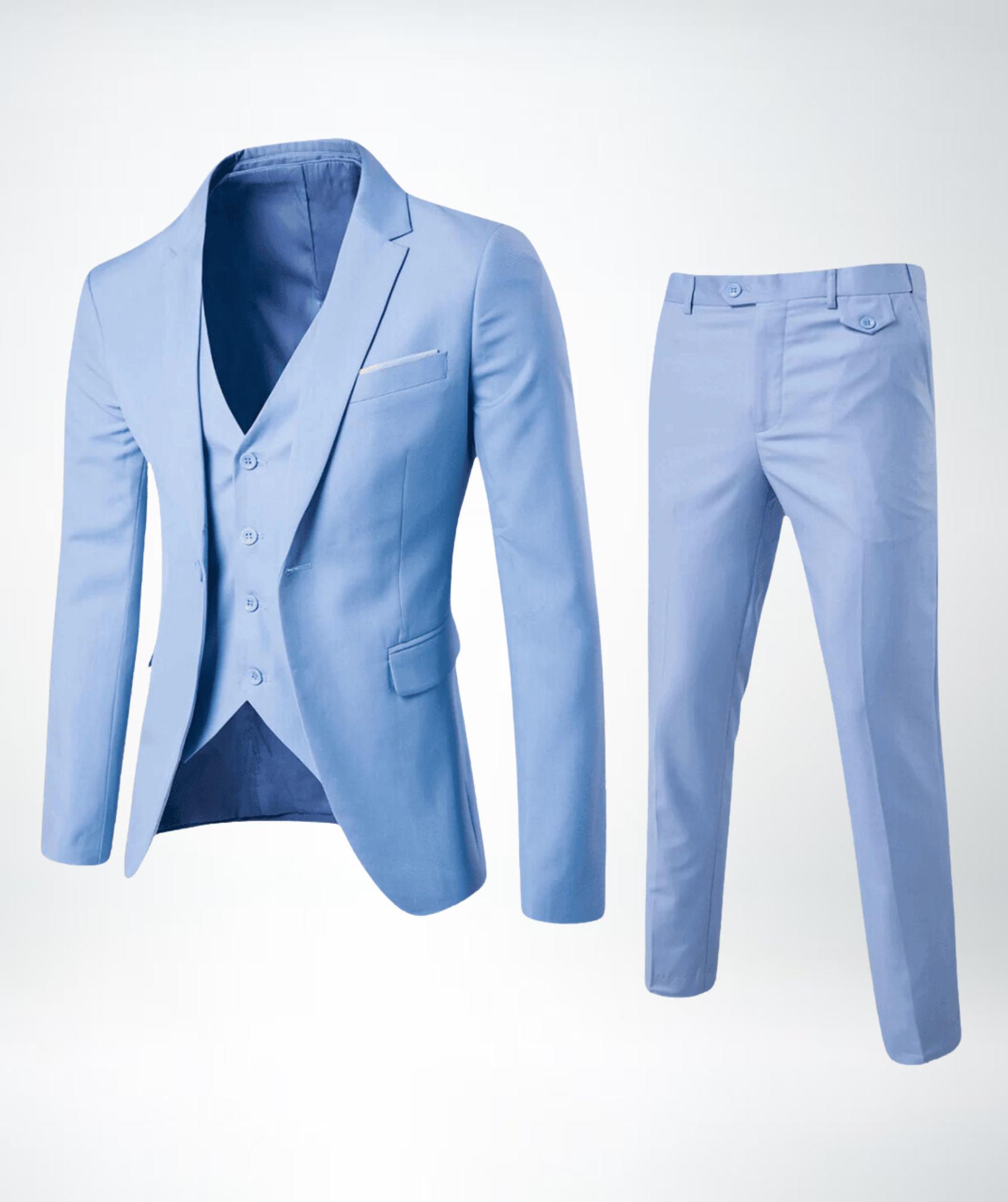 Slim Fit Notch Lapel Three-Piece Suit Set for Men