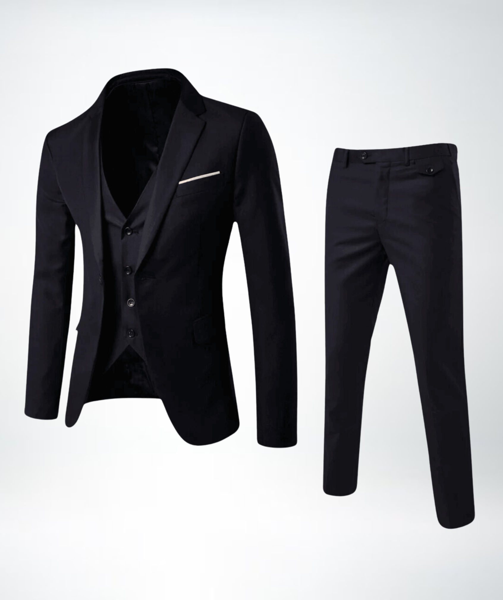 Slim Fit Notch Lapel Three-Piece Suit Set for Men