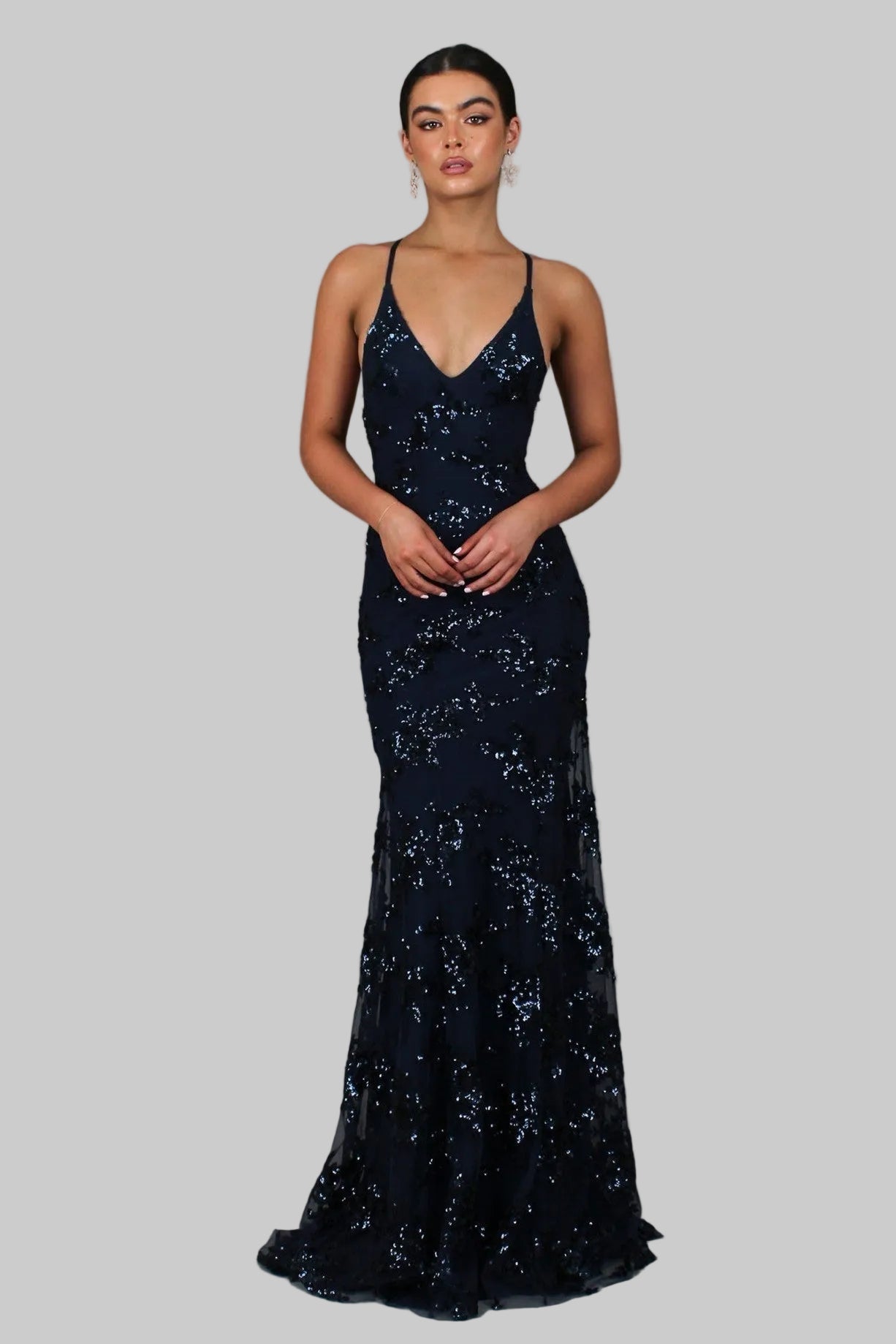 V-Neck Backless Sequin Maxi Dress for Women