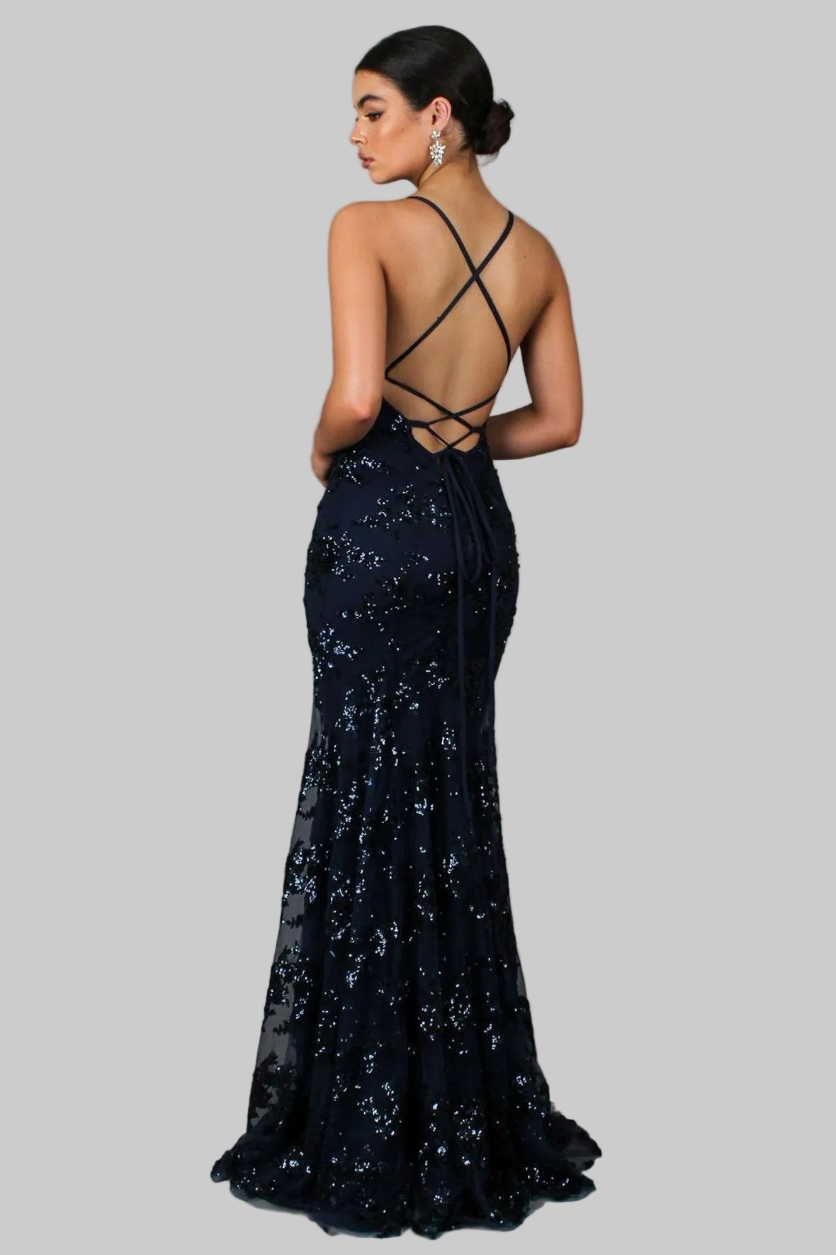V-Neck Backless Sequin Maxi Dress for Women