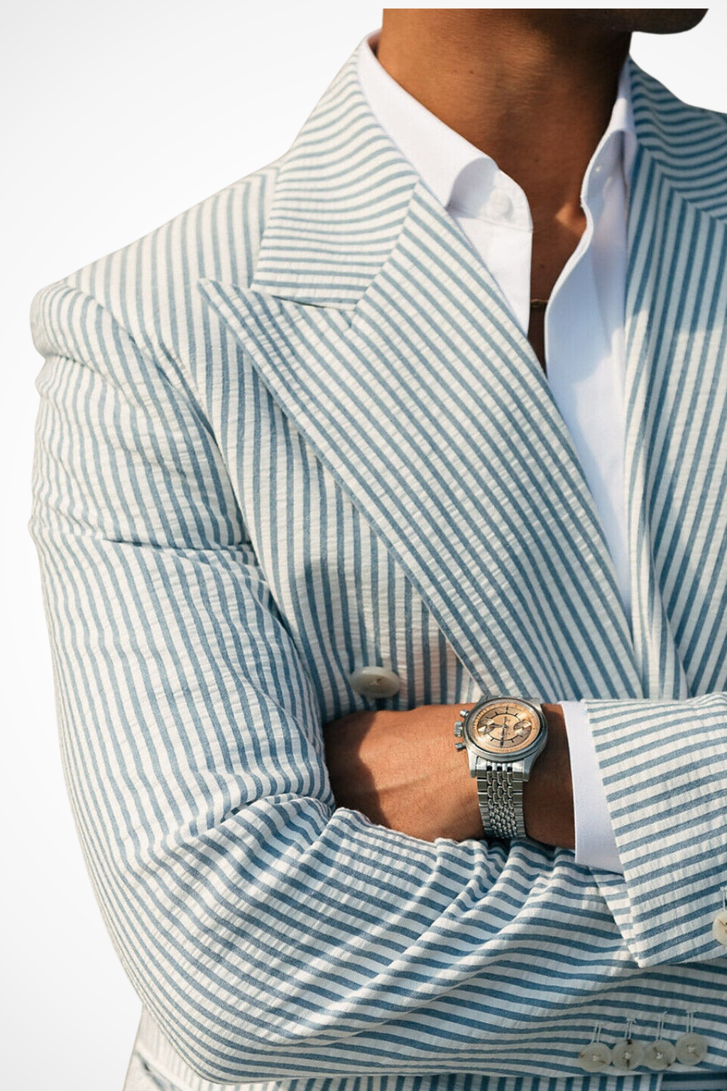 Double-Breasted Striped Suit Set for Men