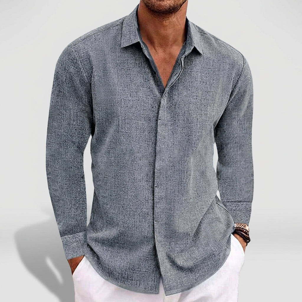 Textured Long Sleeve Shirt for Men