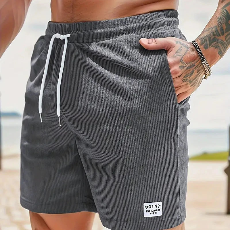 Ribbed Drawstring Casual Shorts for Men