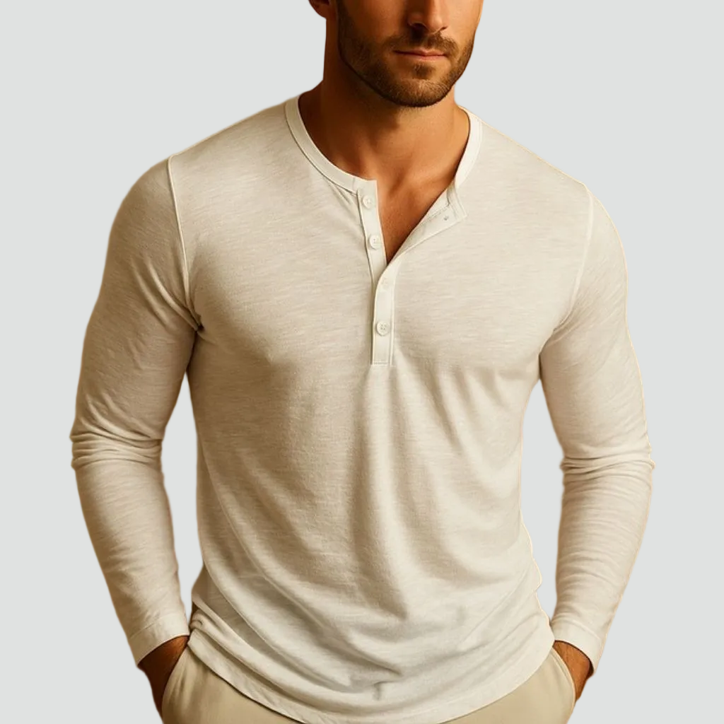 Long Sleeve Henley Shirt for Men