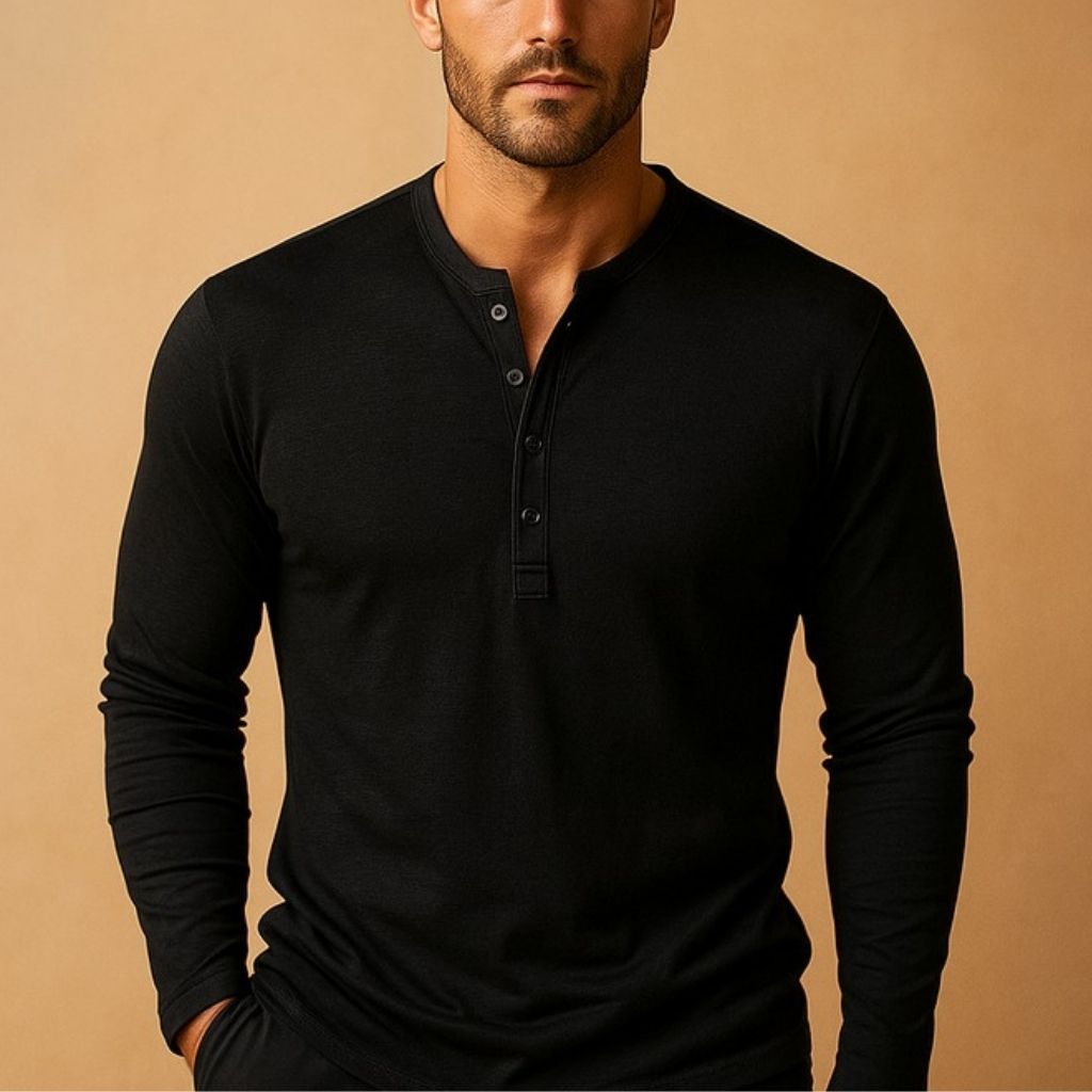 Long Sleeve Henley Shirt for Men