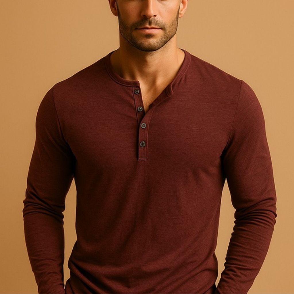 Long Sleeve Henley Shirt for Men