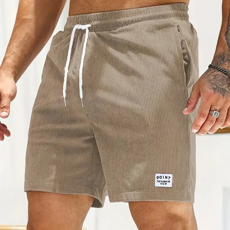 Ribbed Drawstring Casual Shorts for Men