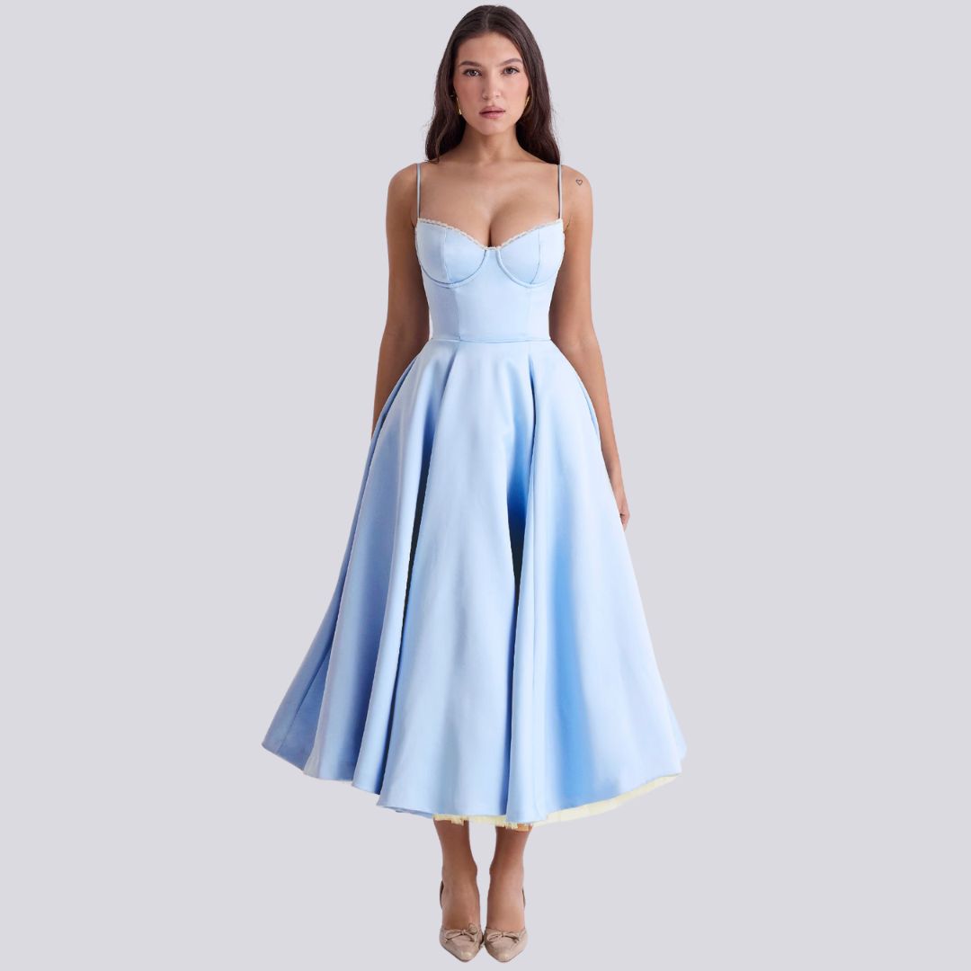 V-Neck A-Line Wedding Guest Maxi Dress for Women