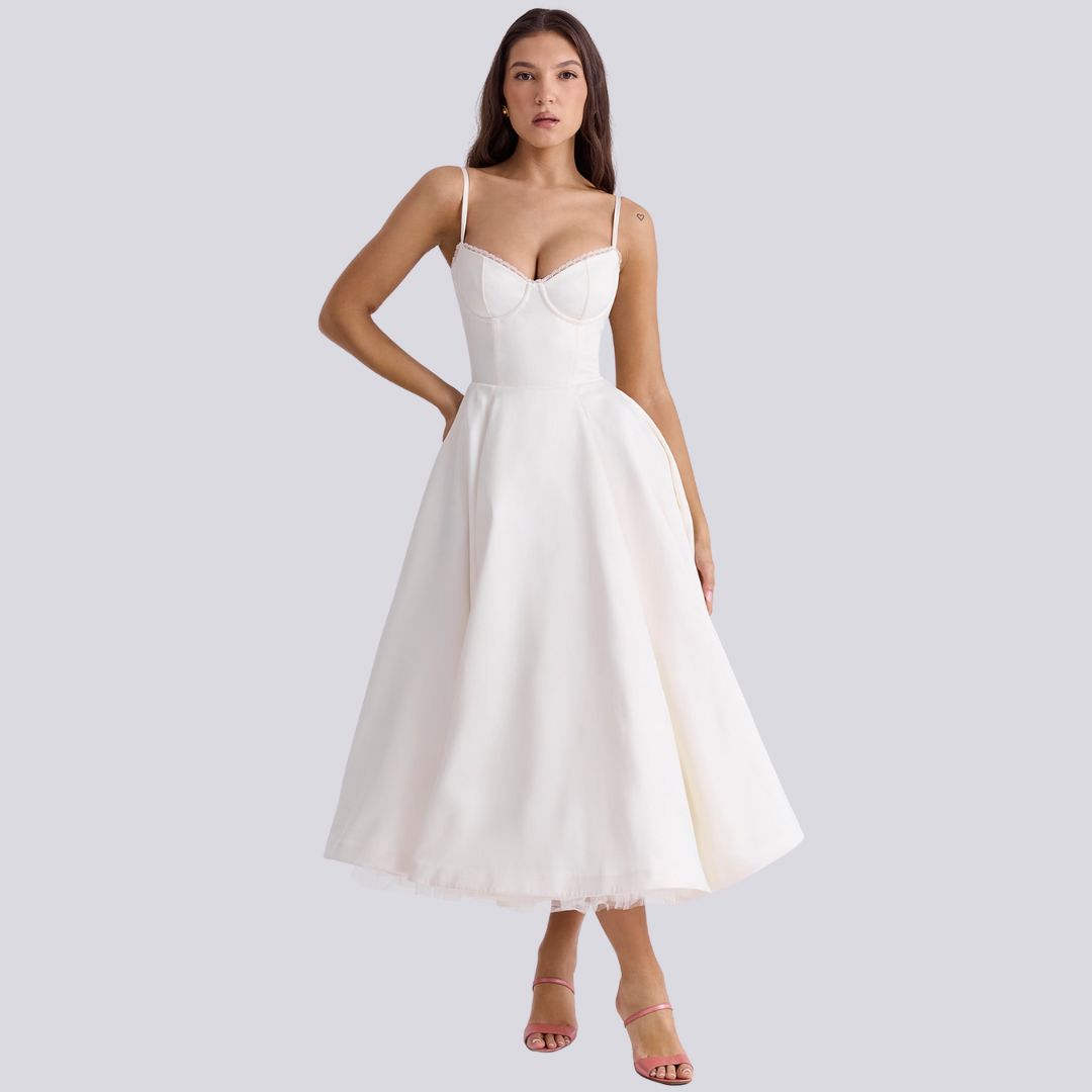 V-Neck A-Line Wedding Guest Maxi Dress for Women