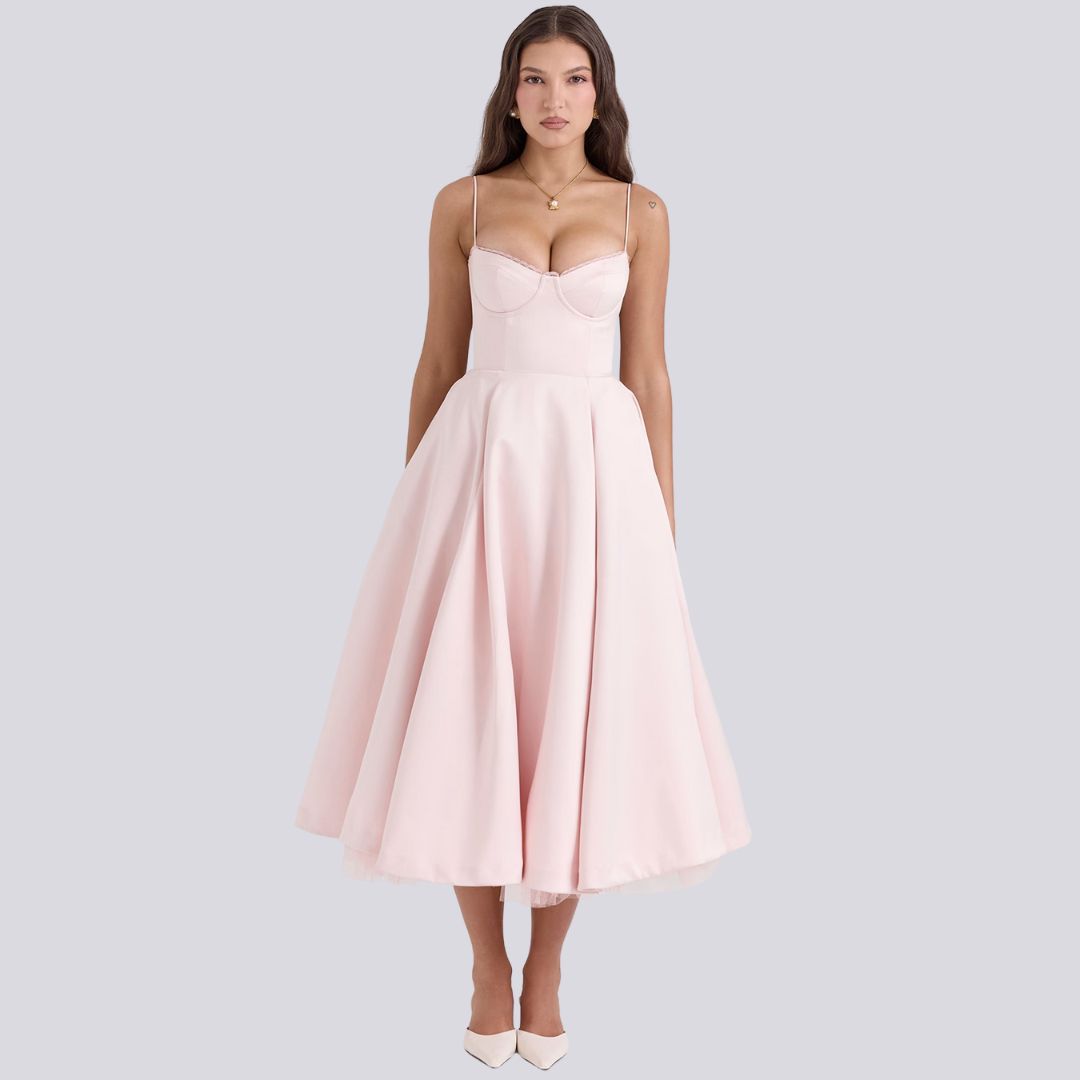 V-Neck A-Line Wedding Guest Maxi Dress for Women