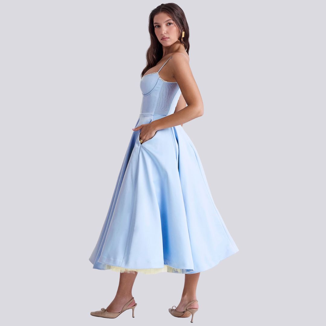 V-Neck A-Line Wedding Guest Maxi Dress for Women
